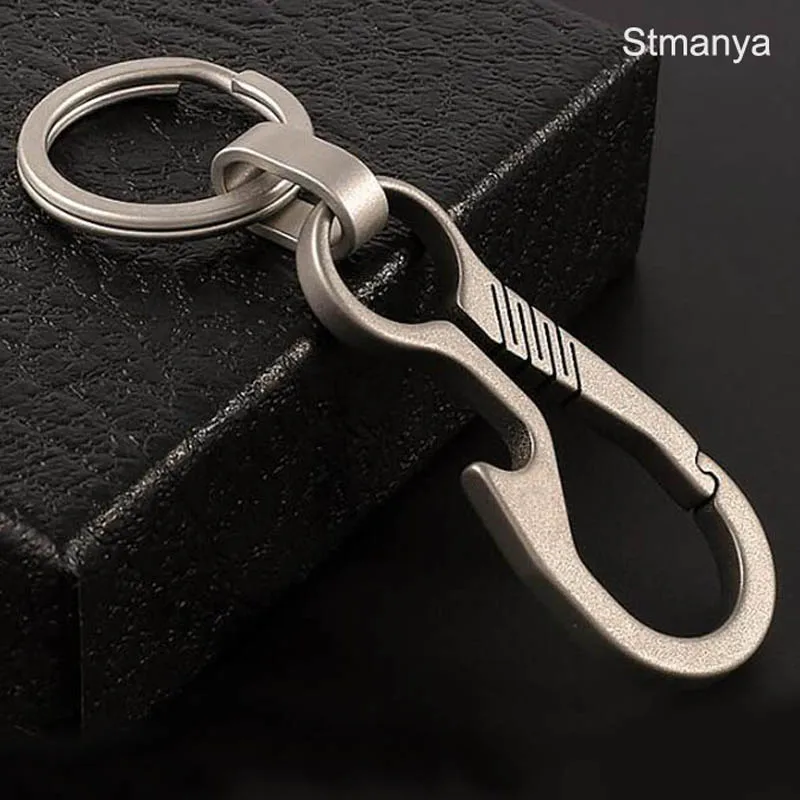 New Top Titanium Alloy Key Chain Mini Opener Backpack Buckle Elastic Press Car Key Ring Best Gift Keychain Jewelry K3136