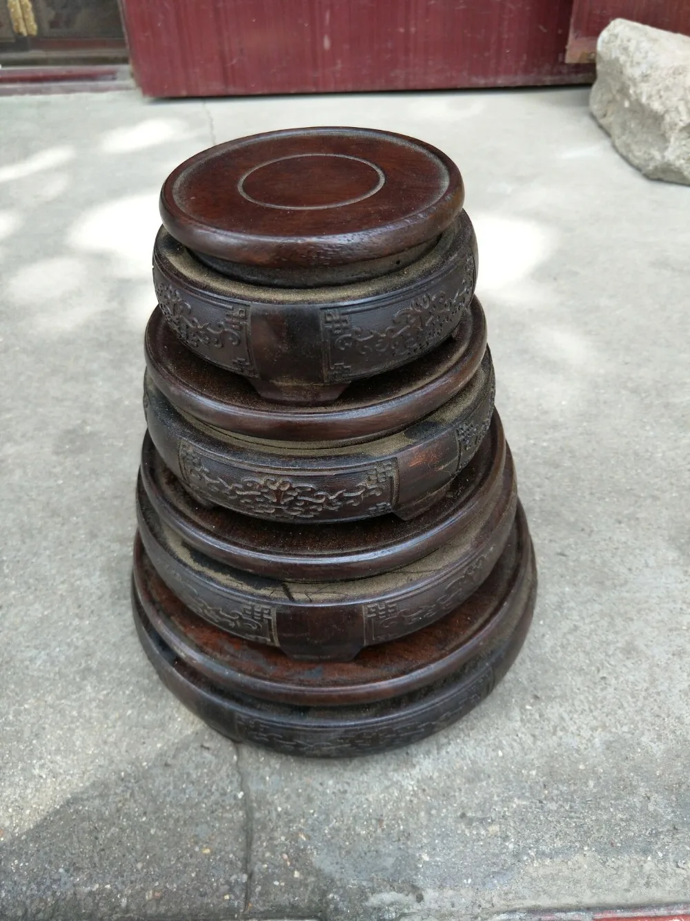 

Rare Old Qing Dynasty wood vase base Statue/ Sculpture,4 pieces/set,best Crafts&Adornment.Free Shipping