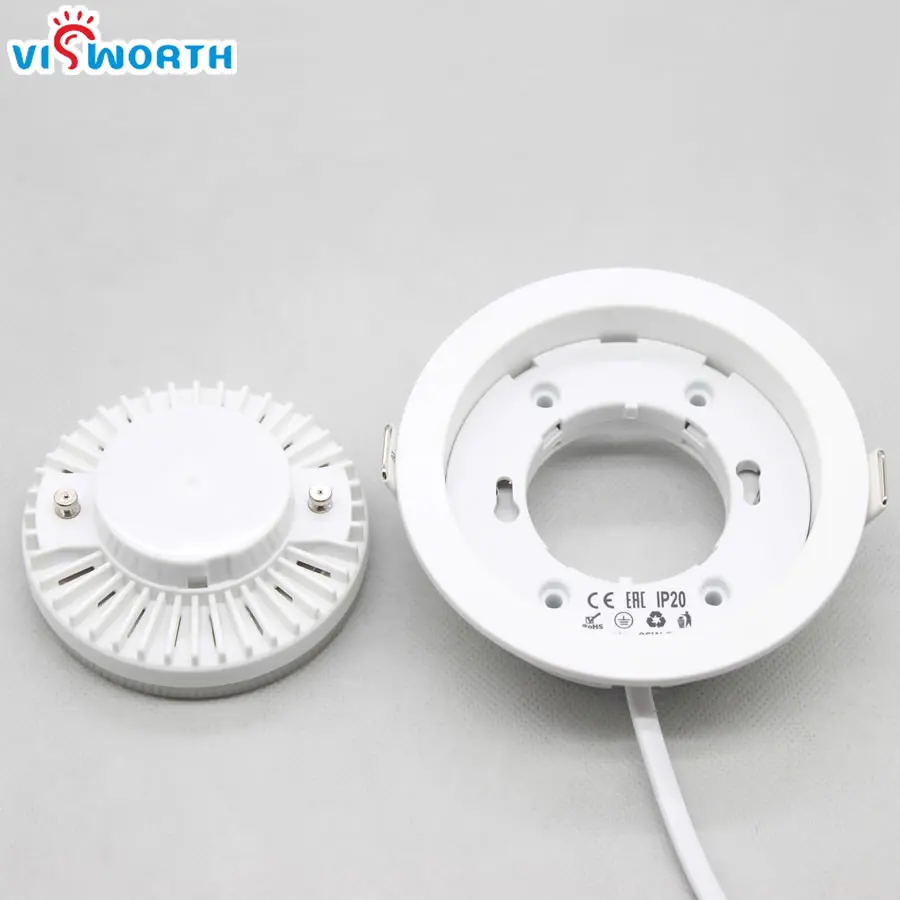 VisWorth Circular GX53 Lamp Bases High Quality ABS Material GX53 LED Holder For Cabinet Lamp With 9 CM Cable Length