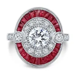 Big Round Cubic Zirconia Silver Color Ring Fashion Wedding Jewelry Female Engagement Ring For Women Crystal Party Jewelry
