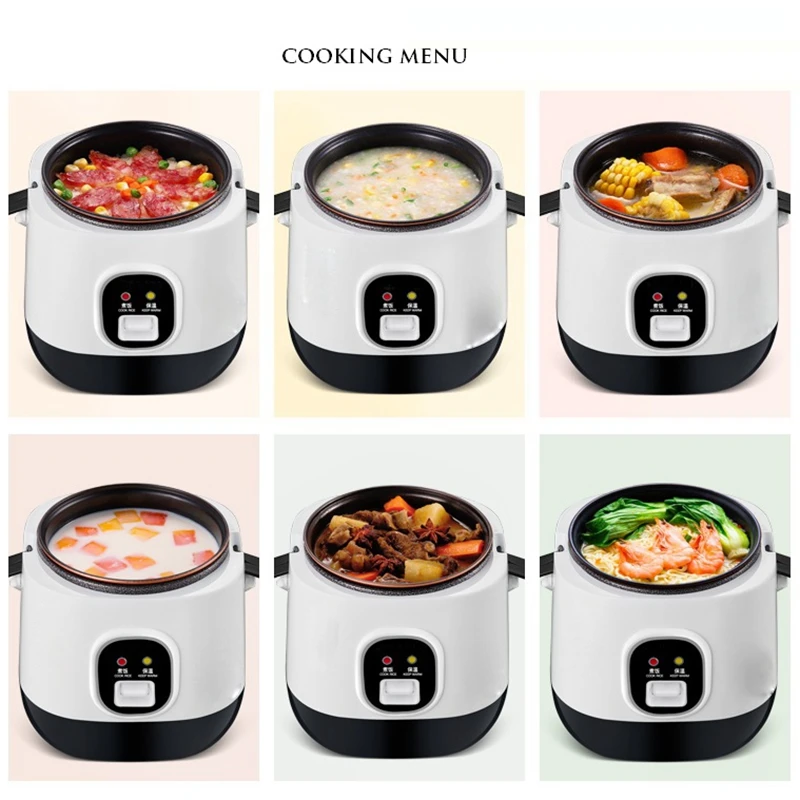 DMWD 1.2L Mini Electric Rice Cooker 220V Travel Portable Soup Pot Egg Boiler Steamer Nonstick For 1-2 People Heat Preservation