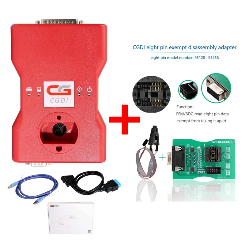 CGDI Prog for BMW MSV80 With Reading 8 Foot Chip Free and CGDI Prog MB for Benz Auto Key Programmer Full set with all adapters