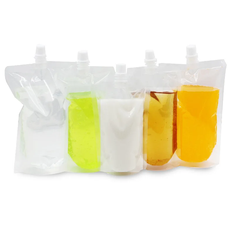 

1000Pcs/ Lot Jelly Clear Poly PE Doypack Storage Bag Juice Milk Liquid Empty Stand Up Plastic Spout Pack Pouch 100ml~500ml