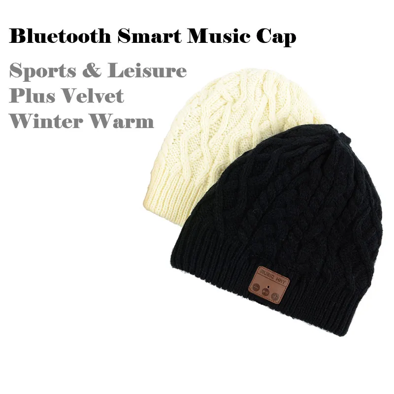 200p!Wireless Bluetooth Beanie Knitted Cap Plus Velvet Winter Warm Earphone Hat,for iPhone Smart phone Mic Hand-free Magic Music