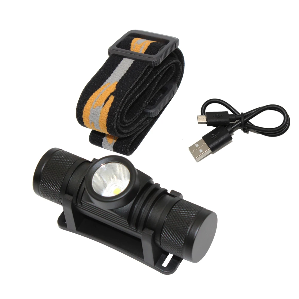 Linterna frontal LED recargable con USB, luz frontal de XM-L2, 6 modos, batería 18650, Cable de carga USB
