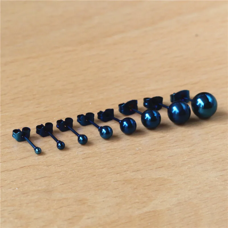 

Push-back Stud Earring For Women Fashion Blue Color Small Earrings 3MM 4MM 5MM Piercing Jewelry