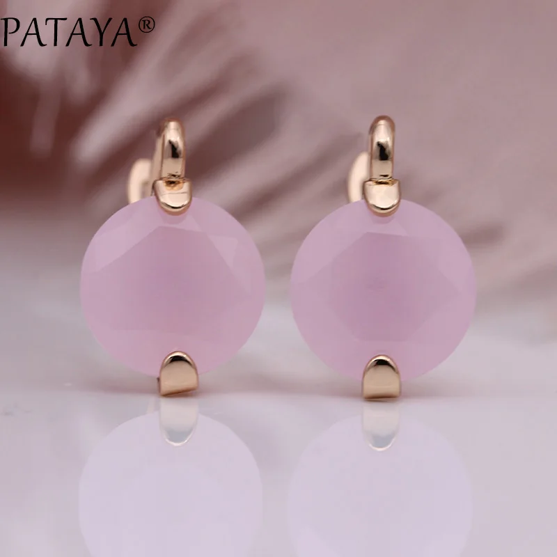 PATAYA 618 Promotion New Gradient Blue Dangle Earrings 585 Rose Gold Color Natural Zircon Round Earrings Women Fashion Jewelry