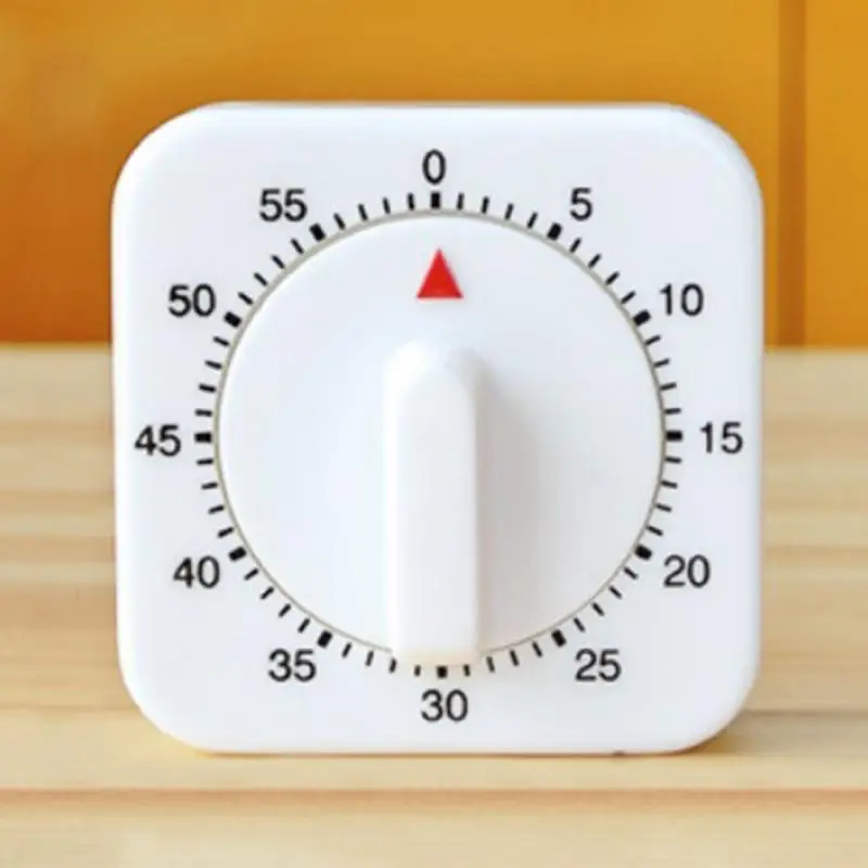 Hot Sale 60 Minutes Kitchen Timer Count Down Alarm Reminder White Square Mechanical Timer Cooking Tool