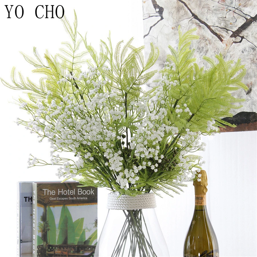 YO CHO1Pcs Artificial Flower BabysBreath Gypsophila Plants Wedding Party Decoration Real Touch Fake Flower DIY Home Garden Decor