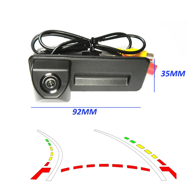 92*35mm HD CCD Reversing Trajectory Tracking For Skoda Roomster Fabia Octavia Yeti Superb Trunk Handle 520TVL Car Backup Camera