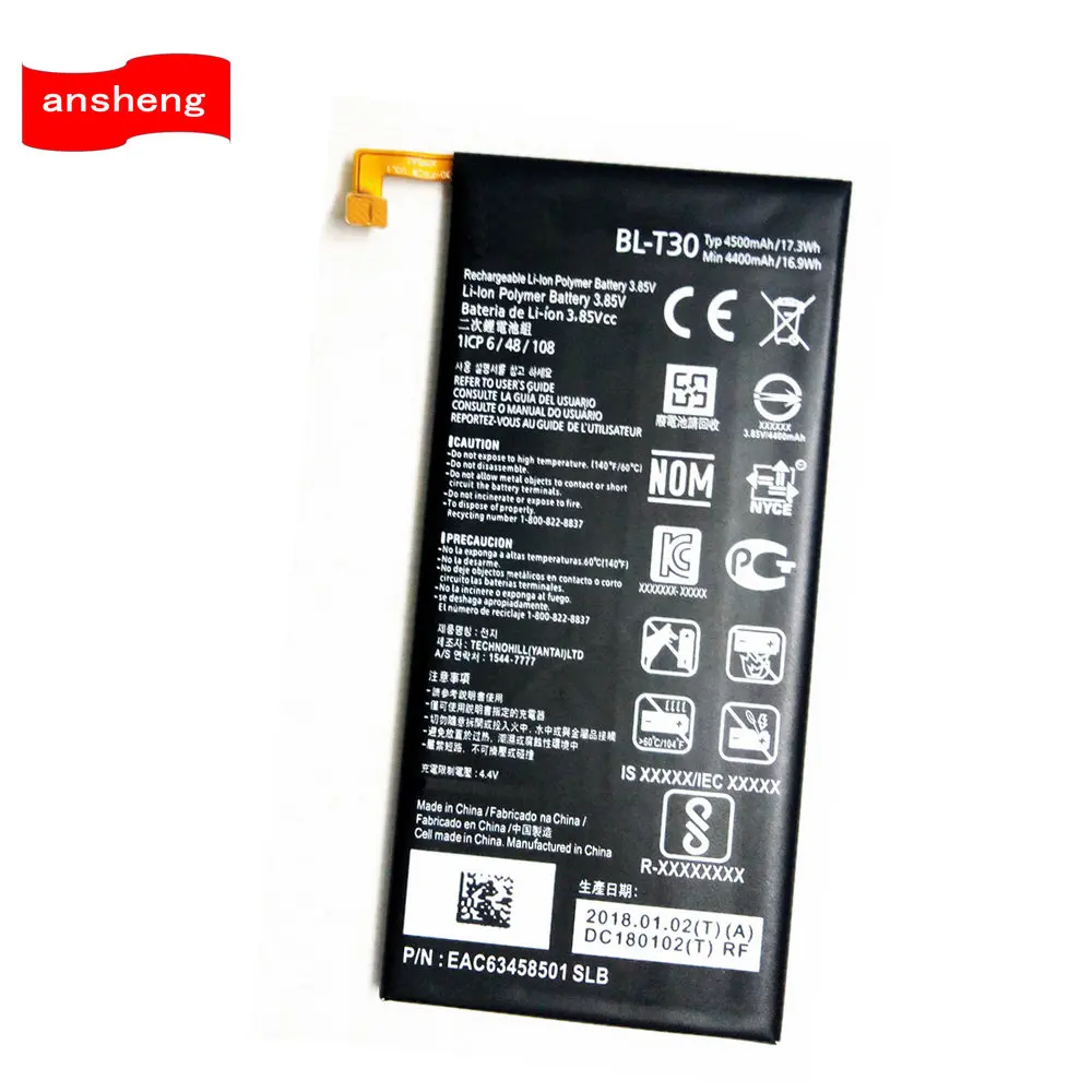 Original 3.85V 4500mAh BL-T30 Battery For LG X Puissance 2 II L64VL M320F M320N M322 L63BL K10 M320 M320DSN M320TV MLV7N