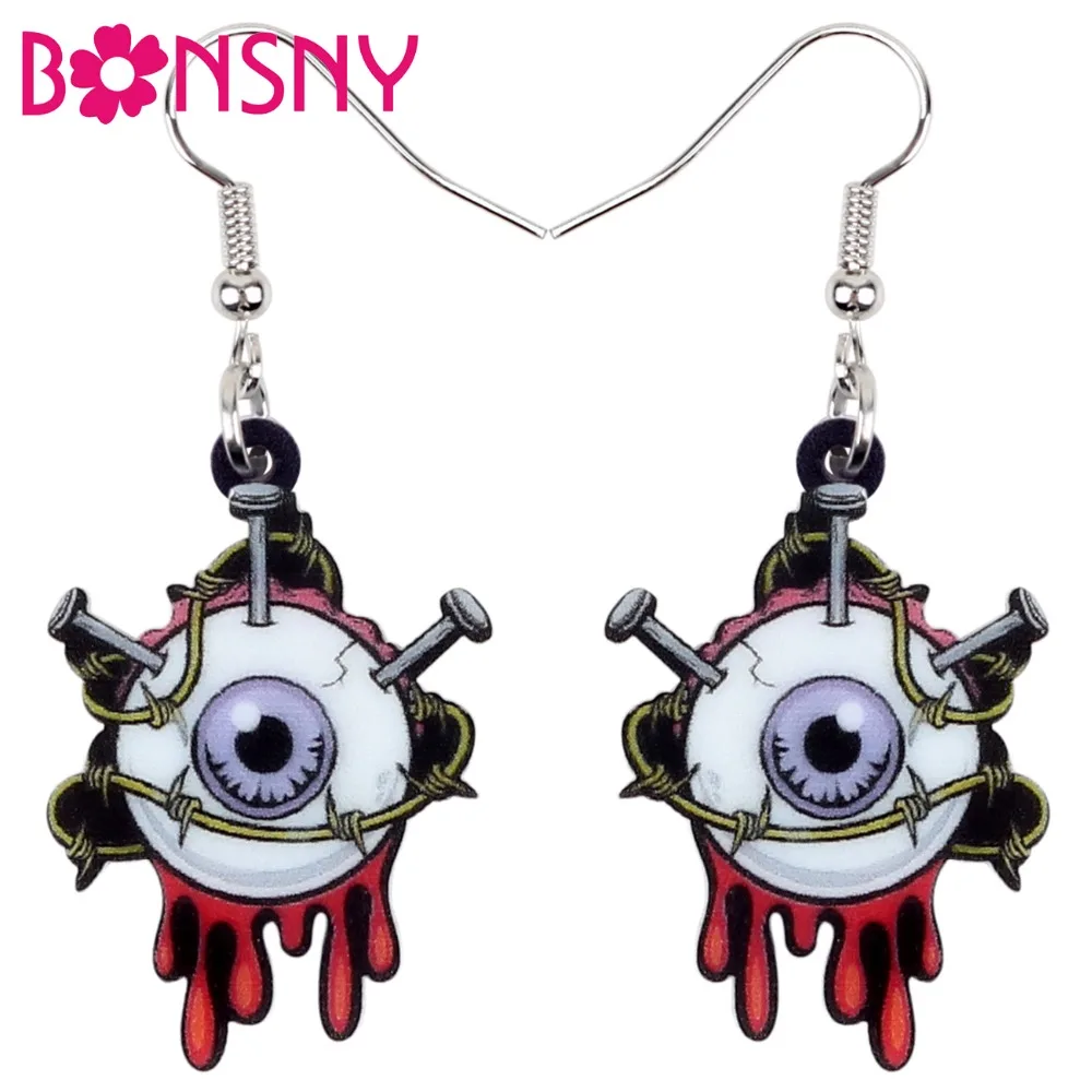 

Bonsny Acrylic Halloween Horrible Eyeball Earrings Drop Dangle Big Long Fashion Punk Jewelry For Women Girls Party Charms Bulk