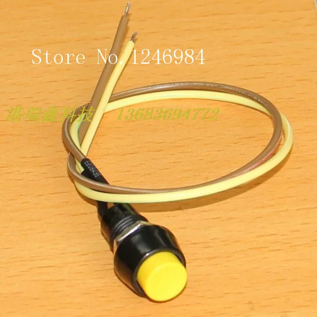 

[SA]Taiwan normally open M10 round yellow button switch with lock button switch PB205 A stripline--50pcs/lot