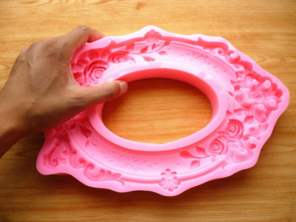 Rose Flower Frame Wedding Party Cake Mold DIY Candy Chocolate Gypsum Cement Silicone Mold Cake Baking Tools