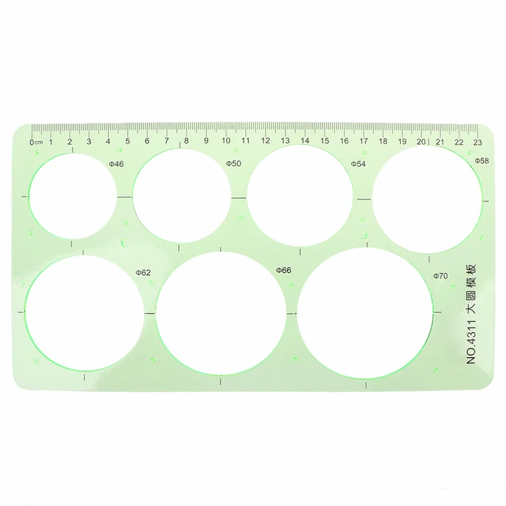 9 different rulers Green Plastic Circles Geometric Template Ruler Stencil Measuring Tool Students