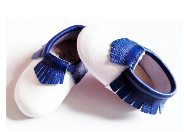 

Baby boy shoes Genuine Leather Baby moccasins first Walkers Soft blue infant Fringe crib Shoes 0-30month children footwear