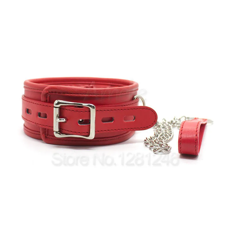 BDSM Leather Dog Collar Slave Bondage Belt With Chains Can Lockable, Fetish Erotic Sex Products Adult Toys For Woman Men Couples