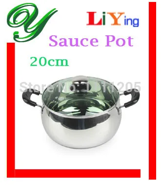 soup pot stainless steel 20cm pasta stock saucepot pan with glass lid for induction cooker cooking tools kitchen cookware set