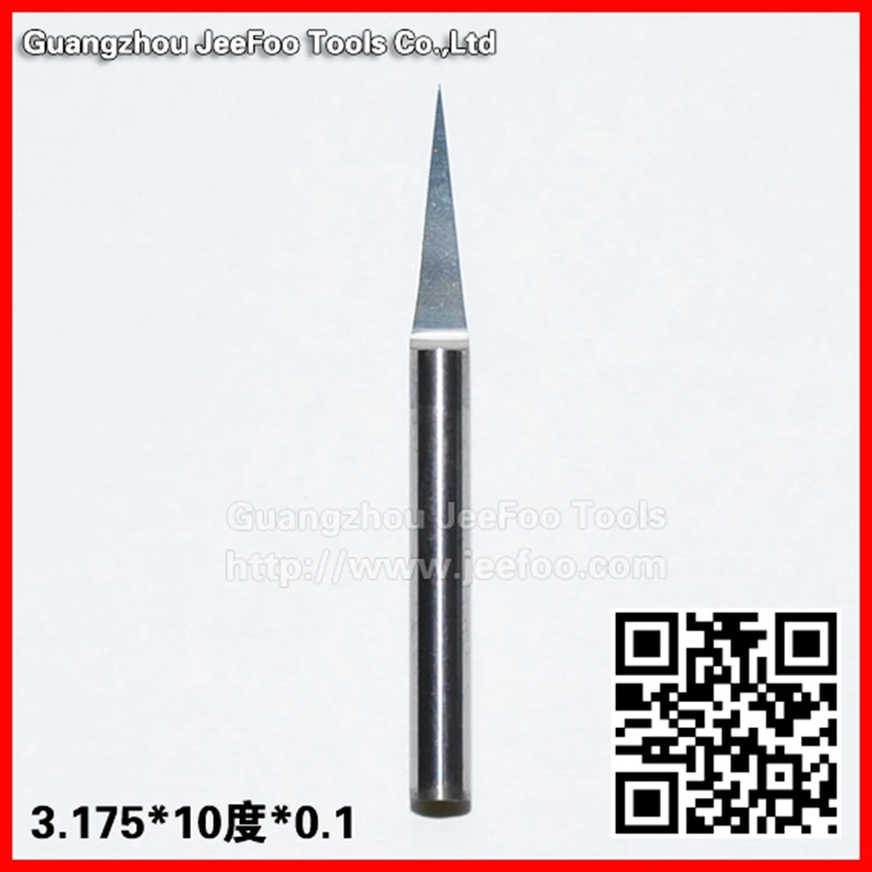 3.175*10degree*0.1 Jeefoo Flat Bottom CNC Router Tools,V Shape Engraving Bit, Cutting Bits