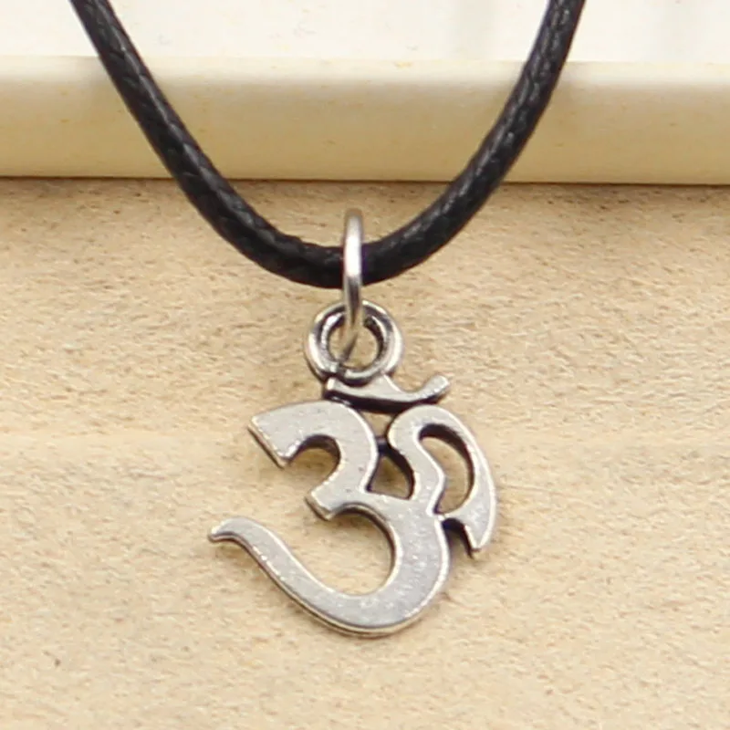 New Fashion Tibetan Silver Color Pendant Yoga Om Necklace Choker Charm Black Leather Cord Factory Price Handmade Jewelry