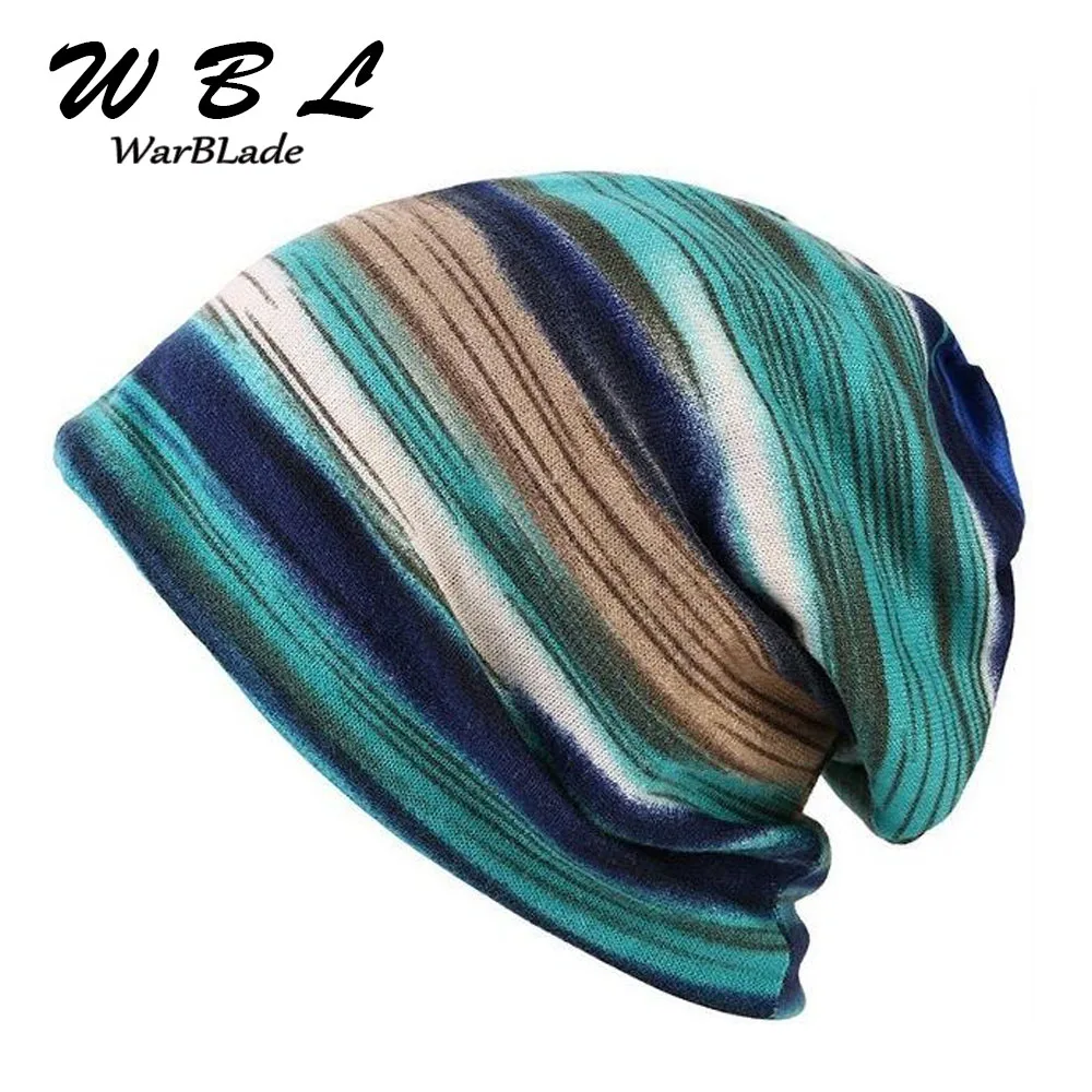 Fashion Spring Women\'s Hat Turban Autumn Winter Warm Headdress Caps Colorful Striped Scarf Sport Sunscreen Beanies Accessories