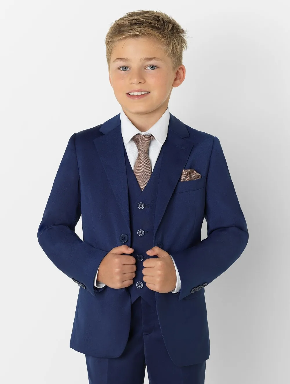 2019 nuovo arrivo abbigliamento per ragazzi con risvolto con visiera abiti per bambini Set di abbigliamento su misura 3 pezzi abiti da ballo (giacca + pantaloni + cravatta + gilet) 021