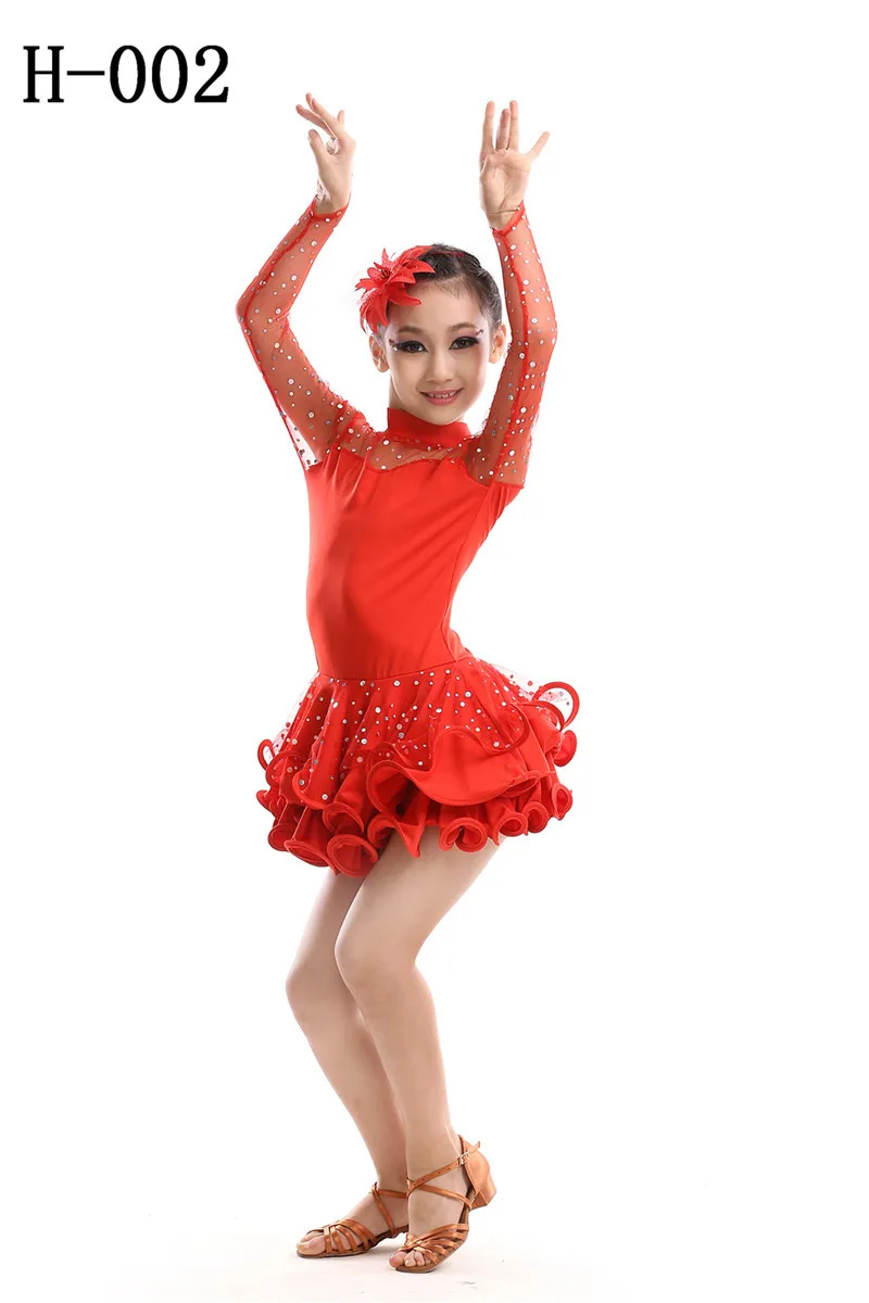 Sexy Lace Yellow Hot Pink Black Red Child Kids Girls Tango Latin Samba Rumba Ballroom Dancing Dress Salsa Dance Costume