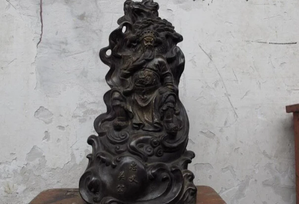 song voge gem S0880 Chinese buddhism folk bronze copper sit hill Dragon Guan gong guangong Statue