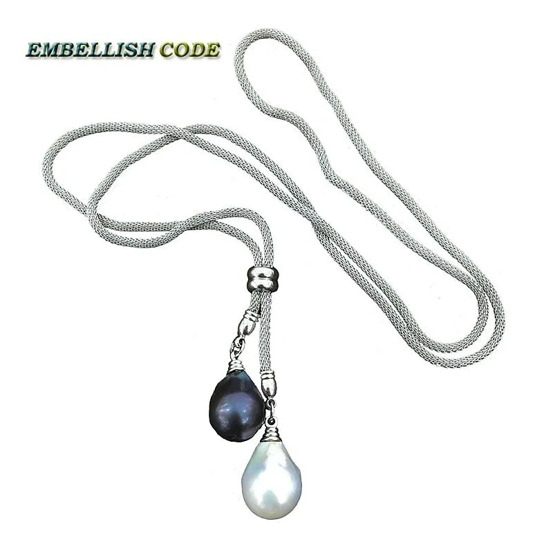 NEW Special baroque keishi pearl pendant Sweater necklace nucleated flame ball shape Durable long adjust net chain