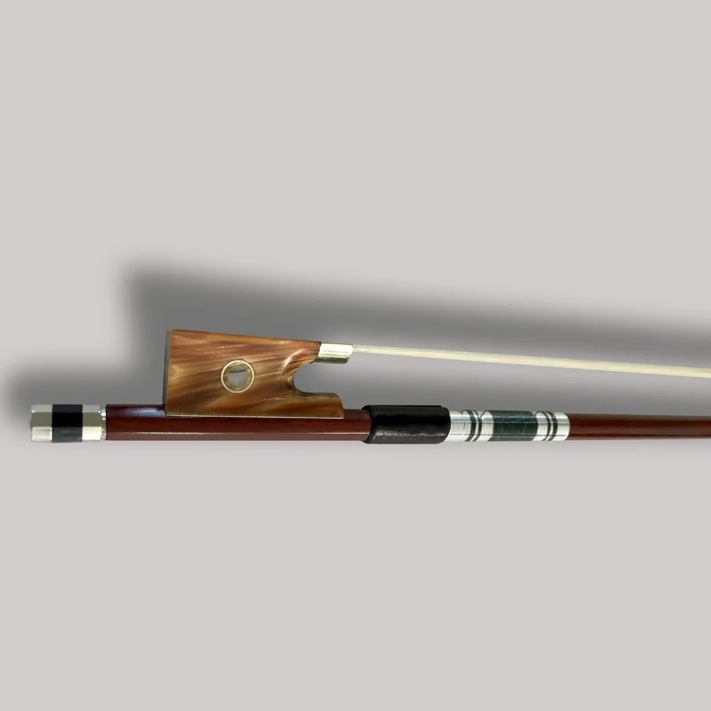 TONGLING 4/4 Violin Bow Ox Horn Frog w/ Colored Shell Horsehair Brazilwood Fiddle Bow Violin Parts