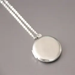 Everfast 1pc Smooth Photo Frame Geometric Round Pendant Necklaces Stainless Steel Charms Locket Necklace Women Memory Jewelry