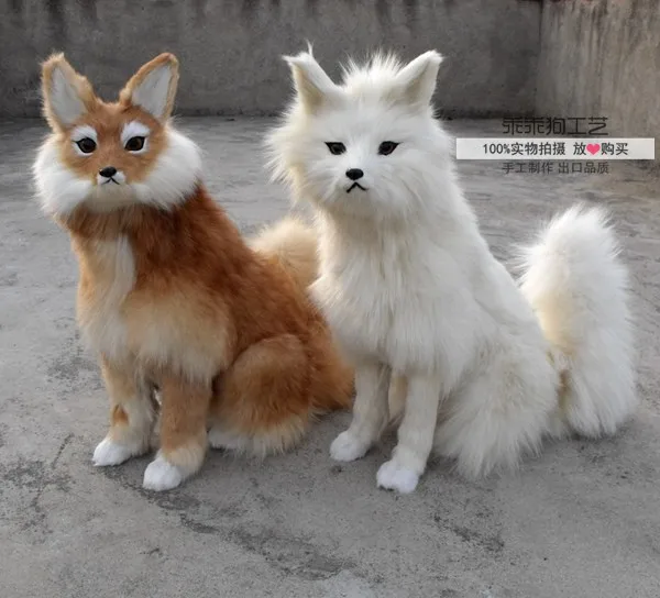 

simulation cute squatting fox 54x38x20cm model polyethylene&furs fox model home decoration props ,model gift d875