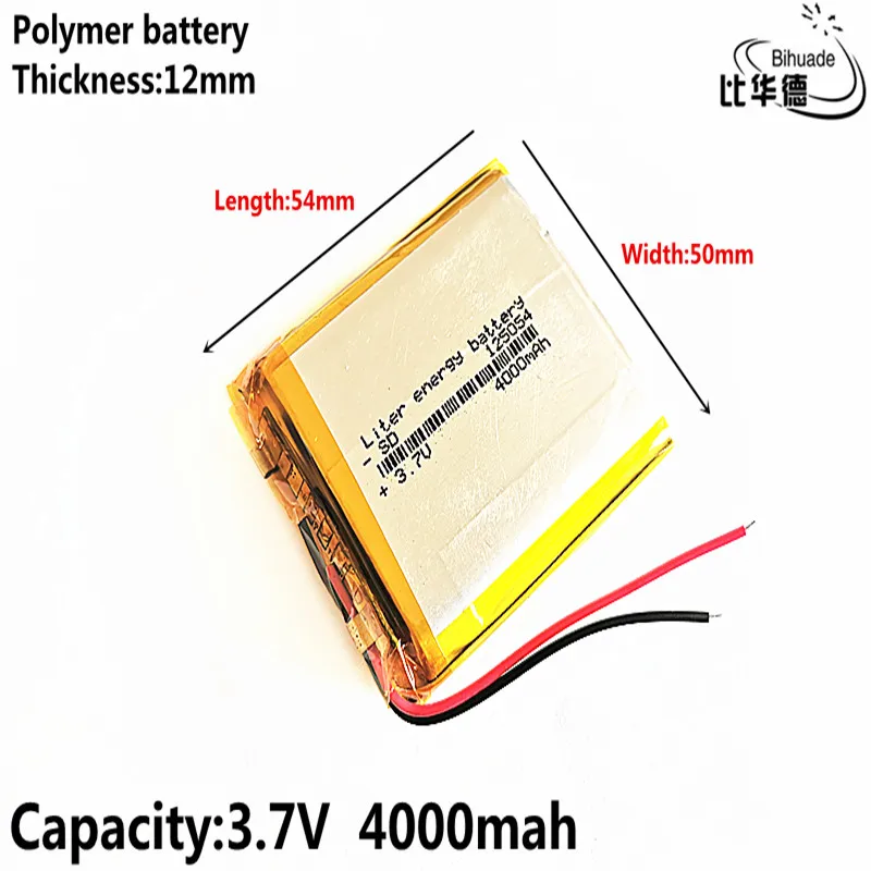 Liter energy battery 3.7 V lithium polymer battery 4000 mah interphone 125054 GPS vehicle traveling data recorder