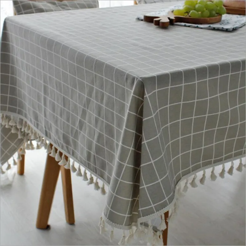 CFen A's Nordic Simple Style Cotton Linen Tablecloth With Tassel Quality Table Cover Tea Table Cloth Kitchen Dining Placemats