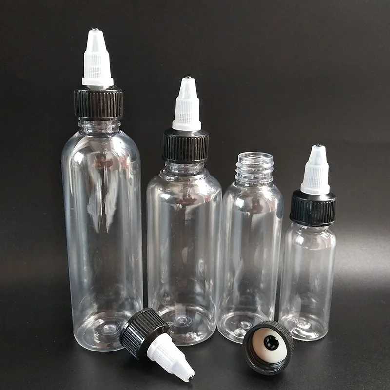 

100pcs New pen shape dropper bottle PET plastic 30ml 60ml 100ml 120ml e liquid bottle with twist off caps for ELiquid Nail Gel