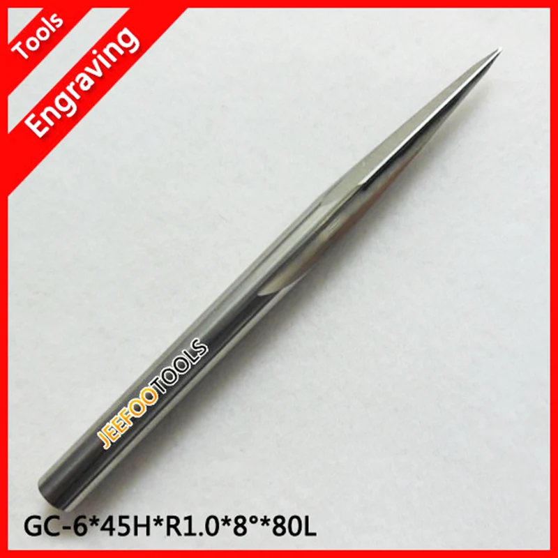 D6 * R1.0-45H-80L-8degree Taper Ball End Mill สําหรับแกะสลักวัสดุไม้/ไม้แกะสลัก Bits