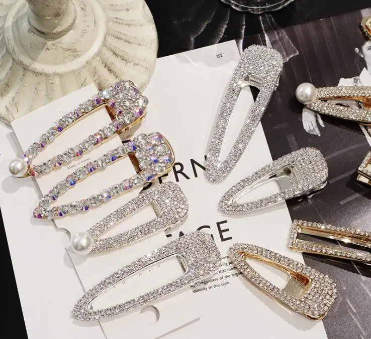 Moda górna flash luksusowy temperament pełny diament kryształowa perła eleganckie damskie spinki do włosów spinki do włosów akcesoria do włosów