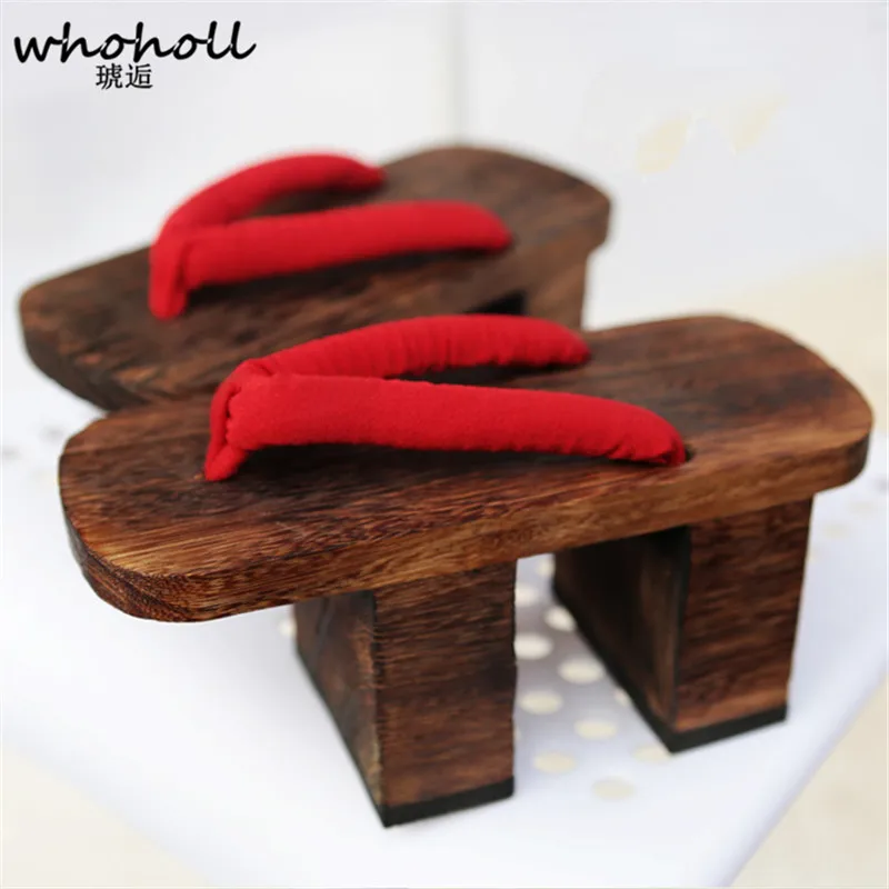 WHOHOLL Kimono Shoes Japanese Geta 8cm Height Wooden Sandals Women Cosplay Clogs Shoes Slippers Women Flip-flops Women Sandals