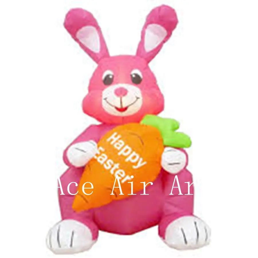 

Inflatable Sitting Rabbit with Happy Easter carrot for Decoration, Holiday Events