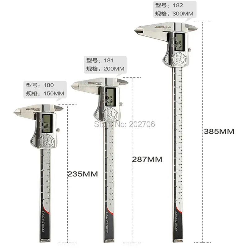 300mm 200mm 150mm IP67 Waterproof Digital Caliper Metal Housing Electronic Vernier Caliper gauge micrometer can work in water