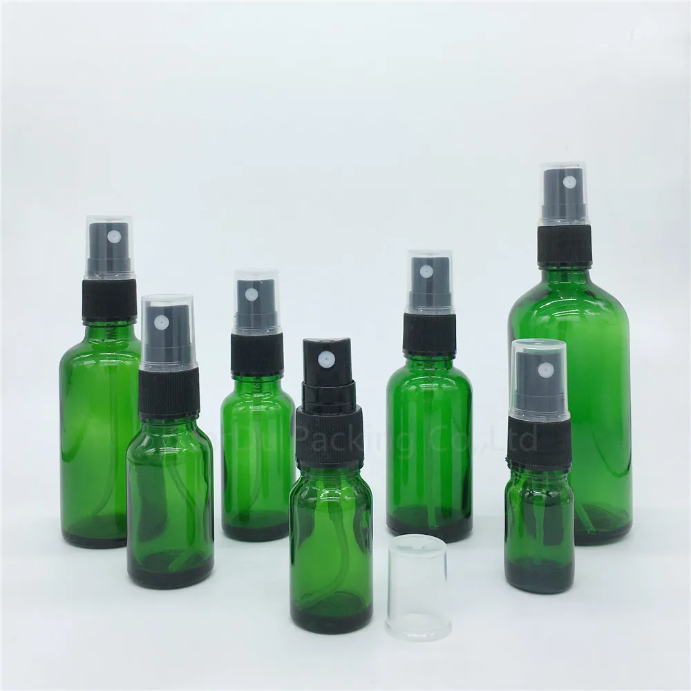 

100PCS Green Glass Empty Perfume Spray Bottle 5ml 10ml 15ml 20ml 30ml 50ml 100ml Fine Mist Atomizer Refillable Bottles Vial