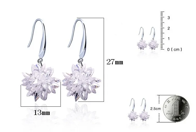 New Arrival Fashion Ice Flower 925 Silver Needle Ladies Drop Earrings Jewelry Birthday Gift Promotion Women Anti Allergy