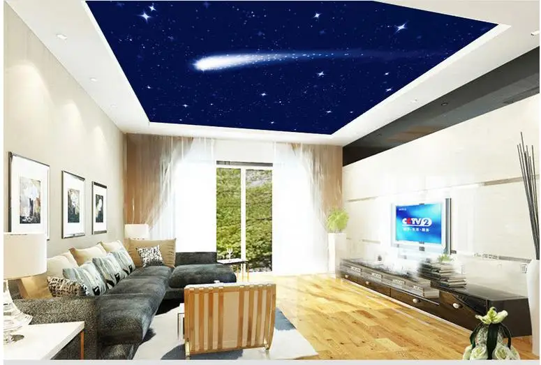 

Custom photo wallpaper large 3D Stereo romantic Meteor sky ceiling 3d murals wallpaper for living room