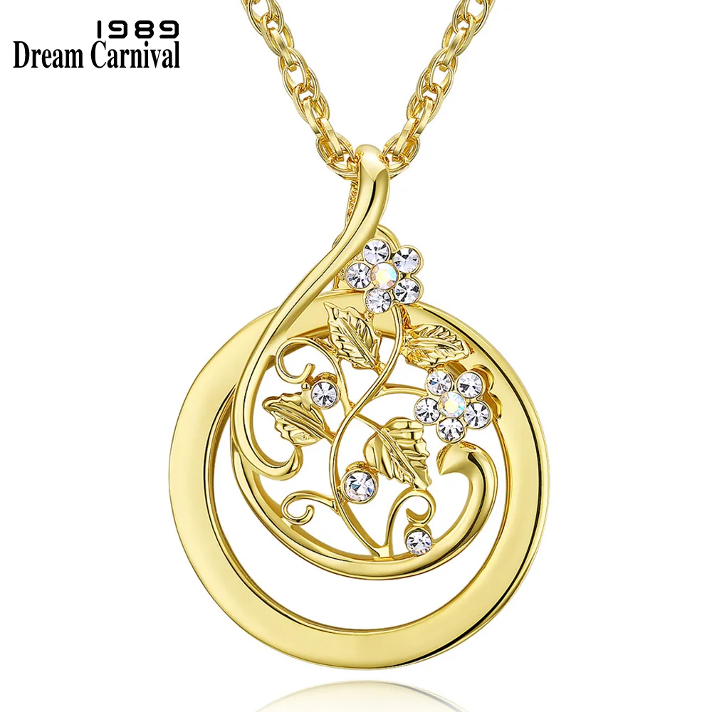 DreamCarnival 1989 Flower Sweater Necklace for Women Rhodium Gold Color Magnifying Glass Pendant for Reading Gift Mum Parents