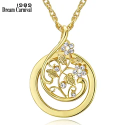 DreamCarnival 1989 Flower Sweater Necklace for Women Rhodium Gold Color Magnifying Glass Pendant for Reading Gift Mum Parents