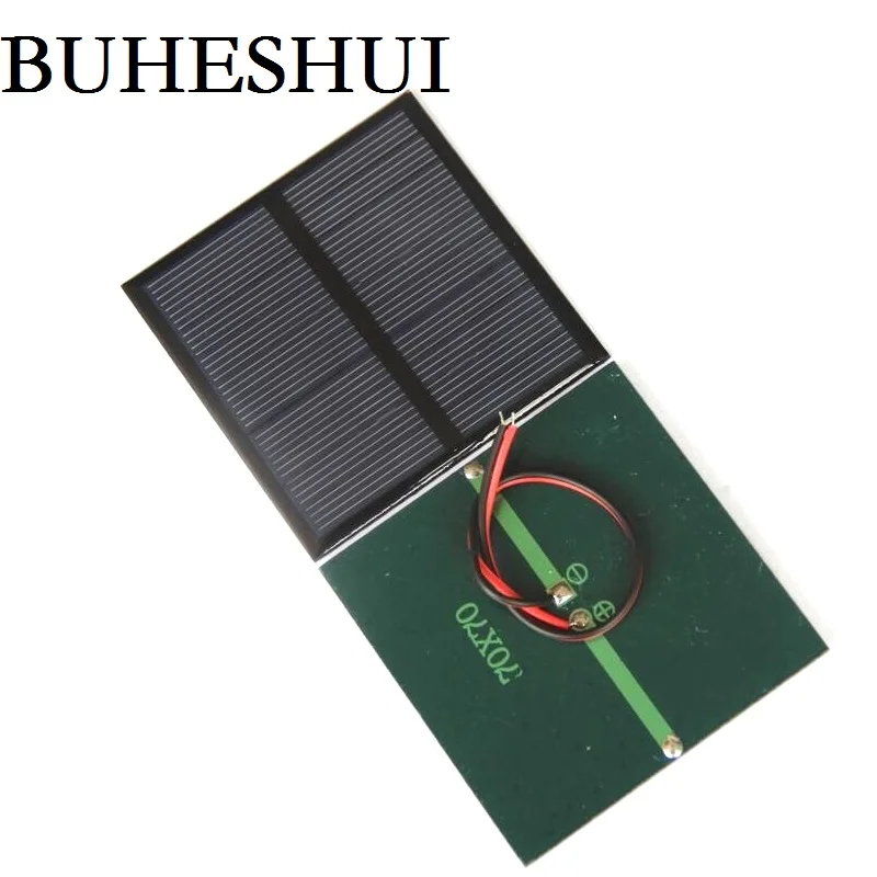 

BUHESHUI 0.7W 5V Solar Panel+Cable Polycrystalline DIY Solar Cell Battery Charger For 3.7V Study 70*70MM Wholesale 1000pcs/lot