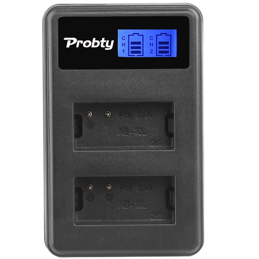 2Pcs NB-10L NB 10L NB10L Battery + USB LCD Dual Charger for Canon PowerShot G15 G16 G1X G3X SX40 SX40HS SX50 SX60 HS Camera