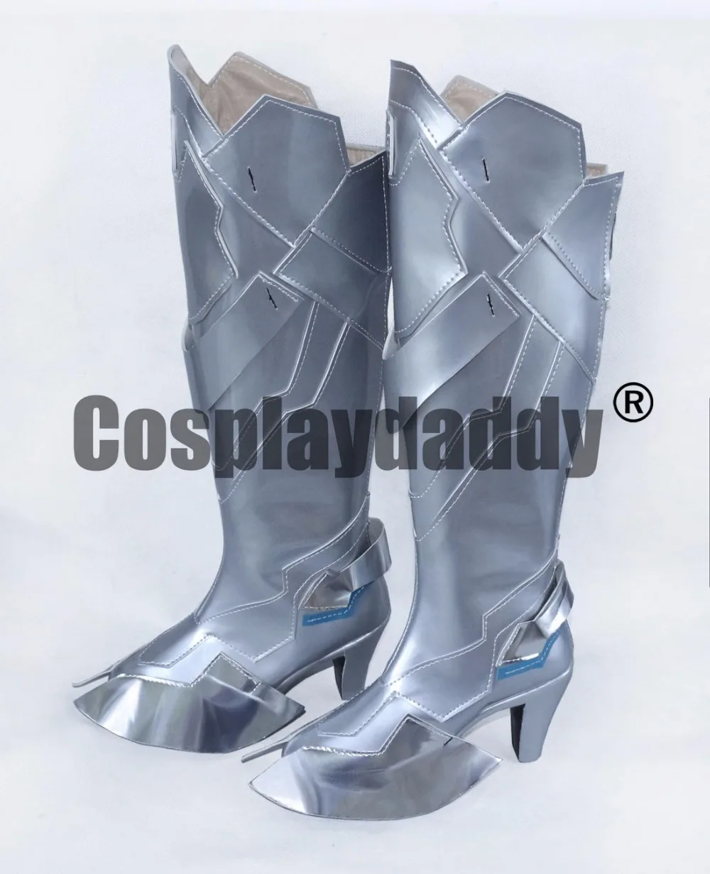 Ow hero shimada hahide botas longas prateadas para festa de dia das bruxas cosplay h016