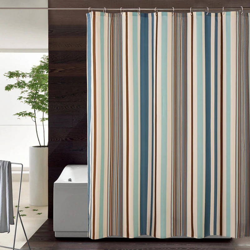 Romantic Striped Water Proof Shower Curtain Thickened Polyester Fabric Bath Curtain for Bathroom Quick Drying