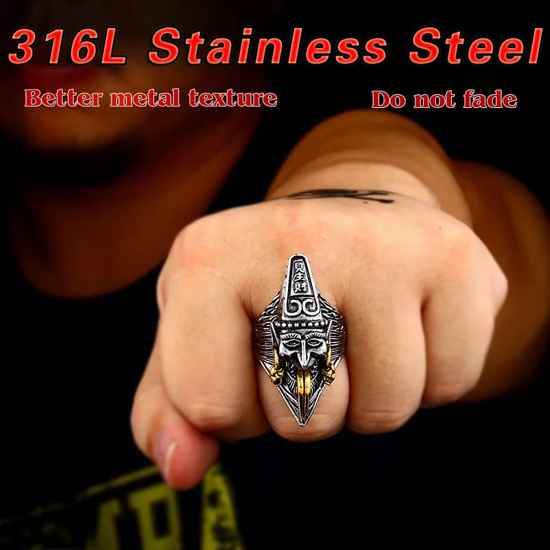 Beier New Store 316L Stainless Steel China Mythology Hell Messenger Ring Peace man\'s ring high quality jewelry LLBR8-571R